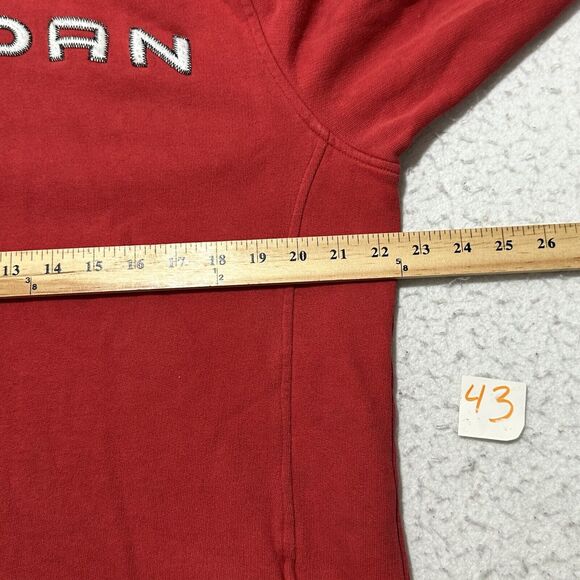 Vintage Nike Air Jordan Men's Large Pullover Red Hoodie Jumpman Logo Y2K Retro - Picture 11 of 14